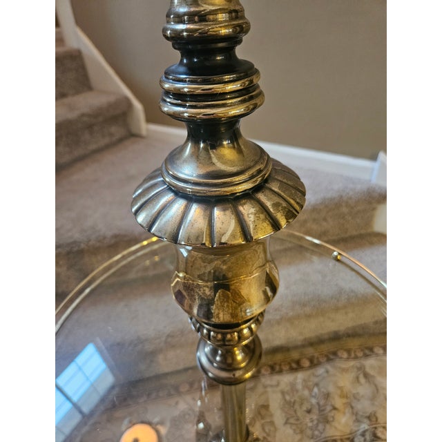 Vintage Brass & Glass Table Floor Lamp For Sale In Indianapolis - Image 6 of 11