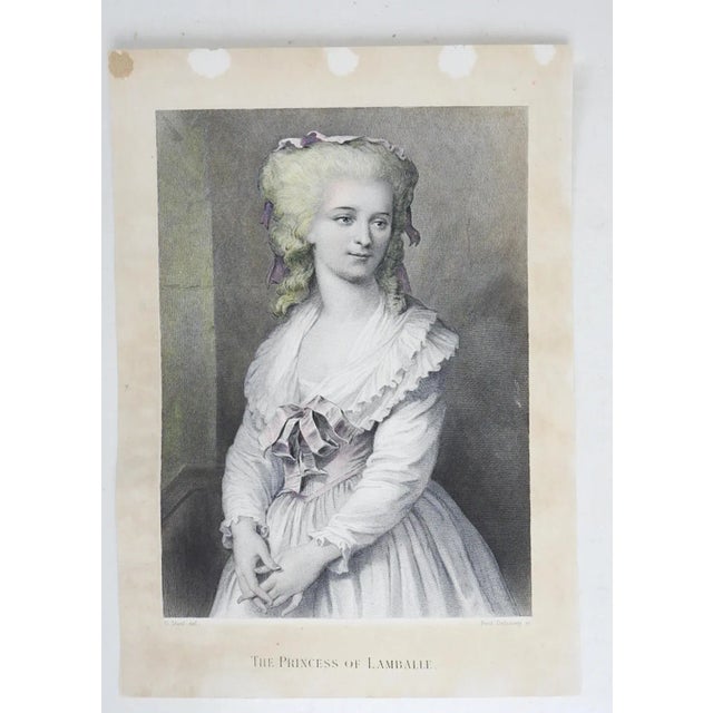 Portraiture Small Antique Mid 19th Century Portrait Engraving of Princess of Lamballe For Sale - Image 3 of 3