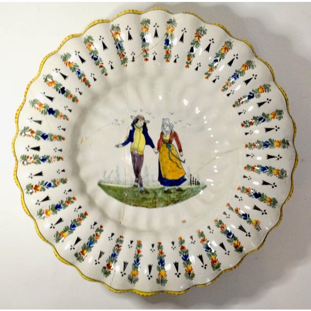 18th-Century Lobed Quimper Wedding Charger For Sale - Image 9 of 13