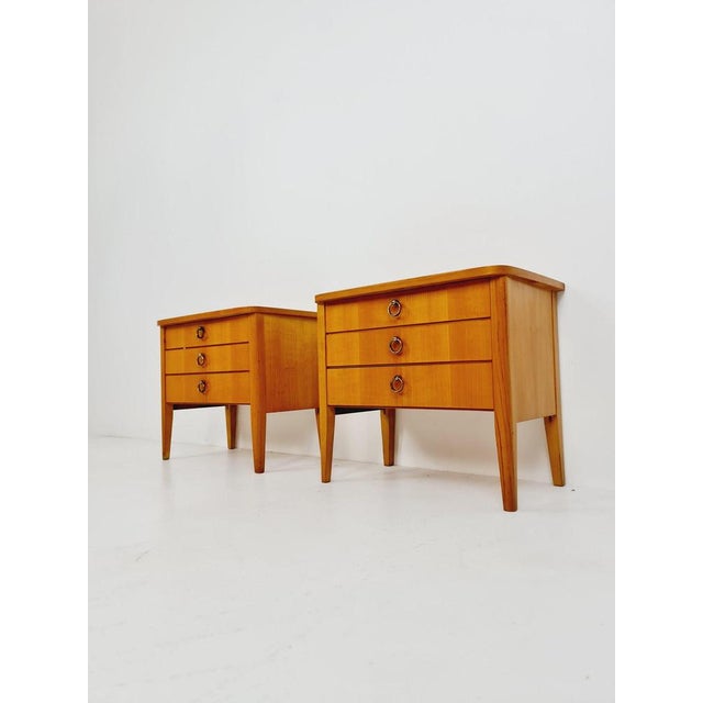 Mid-Century German Beech Bedside Tables from Wk Möbel, 1960s, Set of 2 For Sale - Image 3 of 11