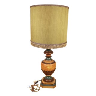 Vintage Table Lamp with Wooden Base For Sale