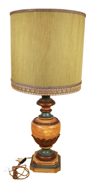 Vintage Table Lamp with Wooden Base