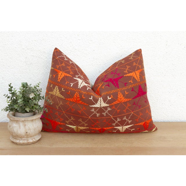 Thar Desert Sun, Antique Phulkari Lumbar Pillow Cover For Sale In Los Angeles - Image 6 of 6