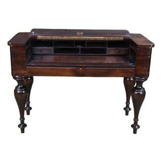 Antique Early 20th C. American Mahogany Spinet Writing Desk Console Hall Table For Sale