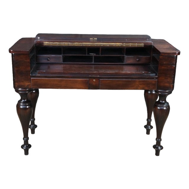 Antique Early 20th C. American Mahogany Spinet Writing Desk Console Hall Table For Sale