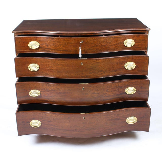 Antique George III Serpentine Flame Mahogany Chest Drawers, 18th Century For Sale - Image 9 of 15
