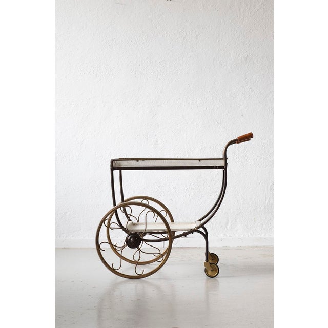 Exceptional sculptural bar cart attributed to Josef Frank, one of the most influential figures of 20th-century modern...