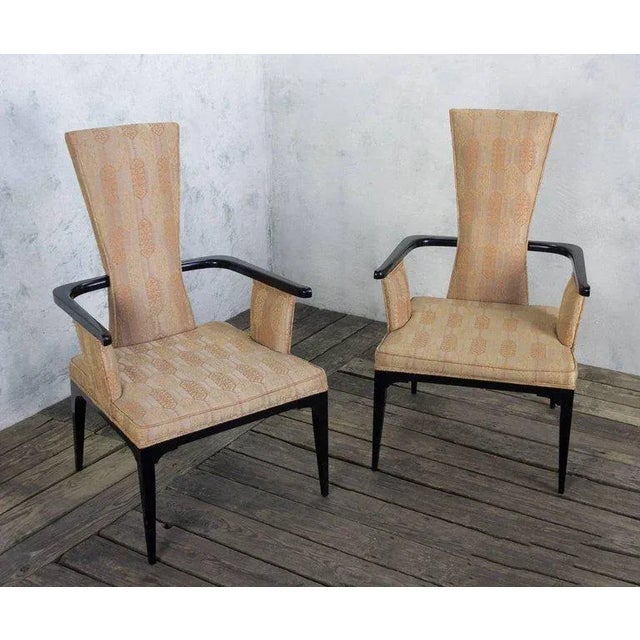 Pair of 1950s Hollywood Regency Ebonized Armchairs For Sale - Image 10 of 11