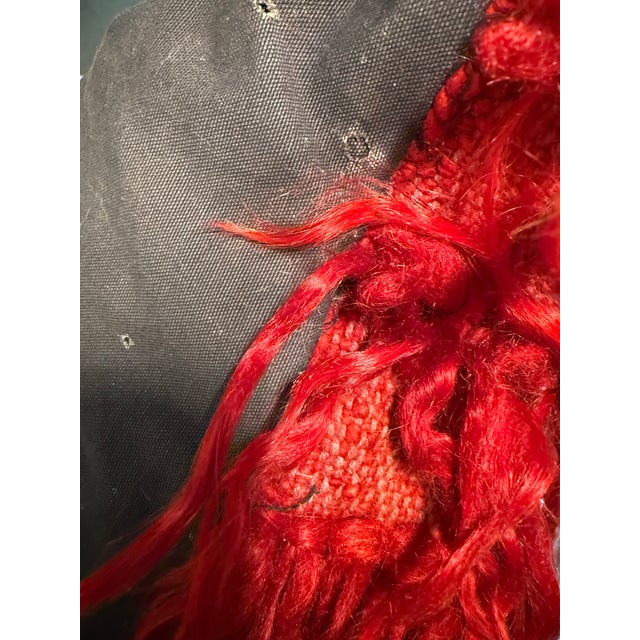Red Vintage Turkish Angora Wool Filikli Rug Newly Converted to a Zippered Extra Large Pillow Cover With Insert For Sale - Image 8 of 12