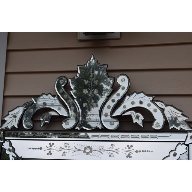 Antique Venetian Mirror Wall Glass Frameless Clear Crown Vanity Paris France For Sale In New York - Image 6 of 11