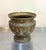 1940s-50s enameled brass Indian ornate pedestal vase or planter. Some mild patina to metal throughout as shown.
