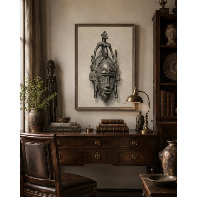 Atelier Aria Lumae Senufo Kpeliye E Tribal Mask Graphite Study Fine Art Gallery Board Print For Sale - Image 4 of 13