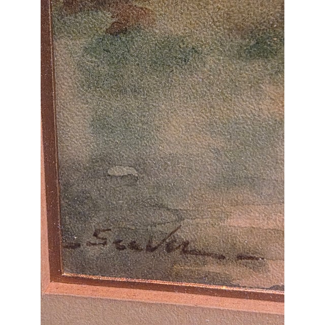 Brown Antique Watercolor Landscape Painting For Sale - Image 8 of 16