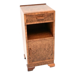 Art Deco Burr Walnut Bedside Cabinet, 1930 For Sale