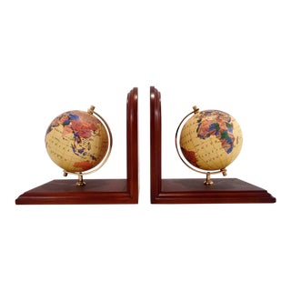Vintage Pier One Globe Atlas Bookends For Sale