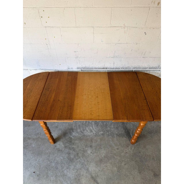 Oak Extendable Dining Table With Pull-Out Leaves Danish Mid-Century Modern 1960s For Sale In Los Angeles - Image 6 of 12