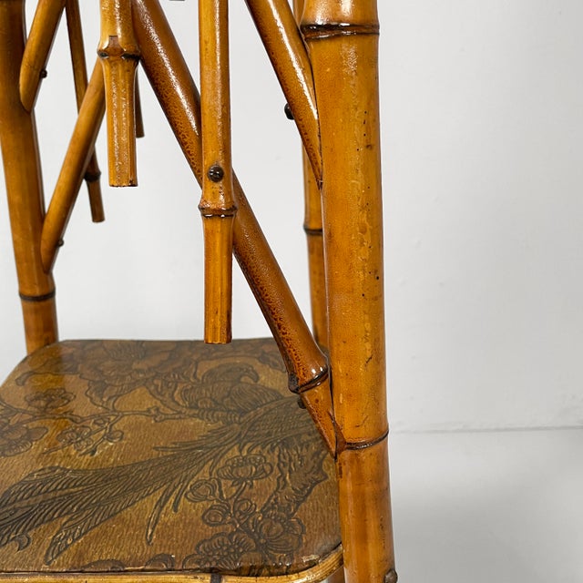 Italian Art Nouveau Style Pedestal in Brown Leather and Bamboo, 1930s For Sale - Image 18 of 18