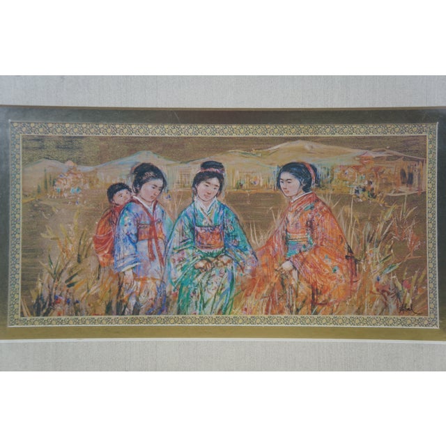 1980s 1980s Edna Hibel Japanese Ladies at Mountain & Mother Baby Oil Paintings - Set of 2 For Sale - Image 5 of 15