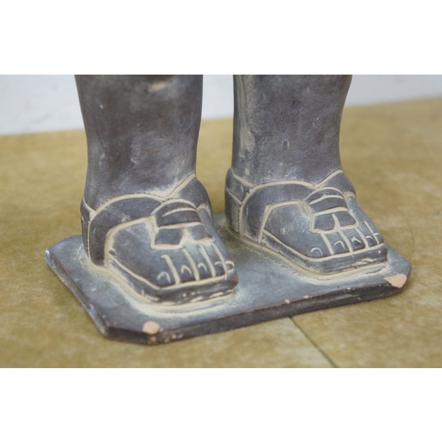 Vintage Terracotta Pottery Mayan God Maize Corn Sculpture Statue 19" For Sale - Image 12 of 14