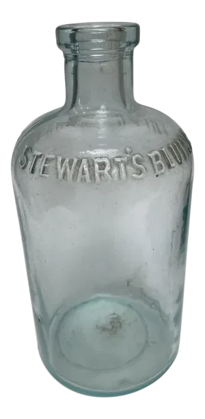Antique 1910s Clear Cork Top Mrs. Stewart's Bluing Bottle