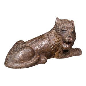 Antique Lion Doorstop, English Cast Iron Figurative Door Keeper, Victorian, 1850
