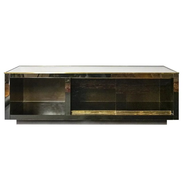 Metal Mid-Century Italian Mirrored Sliding Doors Television Sideboard Stand, 1970s For Sale - Image 7 of 7