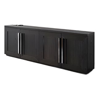 Restoration Hardware Machinto 4-Door Media Console in Grey Oak For Sale