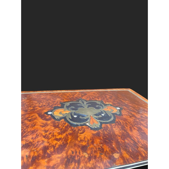 Napoleon III Elm Burl and Marquetry Box For Sale - Image 13 of 18