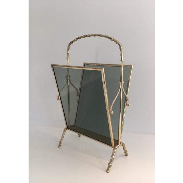 Bronze Pair of Bronze Faux Bamboo Magazine Racks by Maison Baguès For Sale - Image 8 of 12