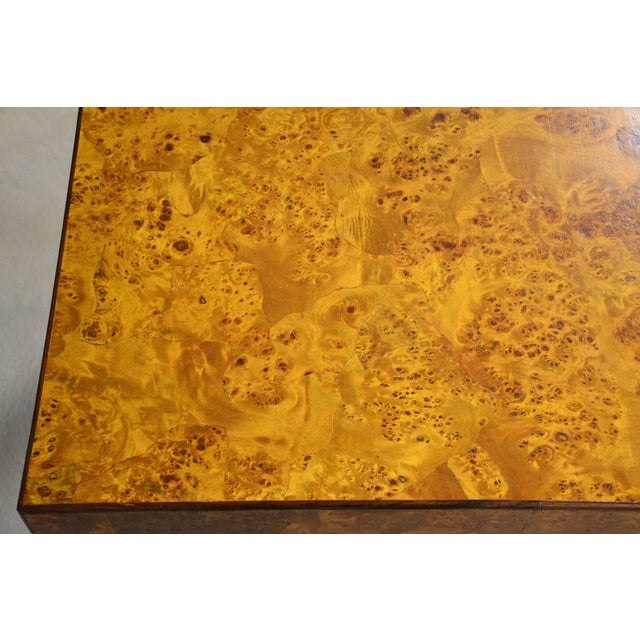Mid-Century Modern 1970s Burl Italian 32” Square Dining Table For Sale - Image 3 of 7