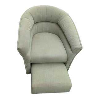 Hollywood Regency Bucket Chair With Tuck Away Ottoman For Sale