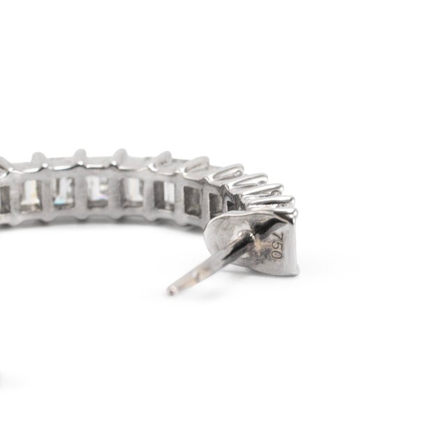 Metal Ladies 18k White Gold 3.60ctw Inside Out Baguette Diamonds Hoop Earrings, Pair For Sale - Image 7 of 8