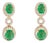 Luxury 18k Gold Art Deco Two Tier Emerald Earrings With Halo Diamonds For Sale