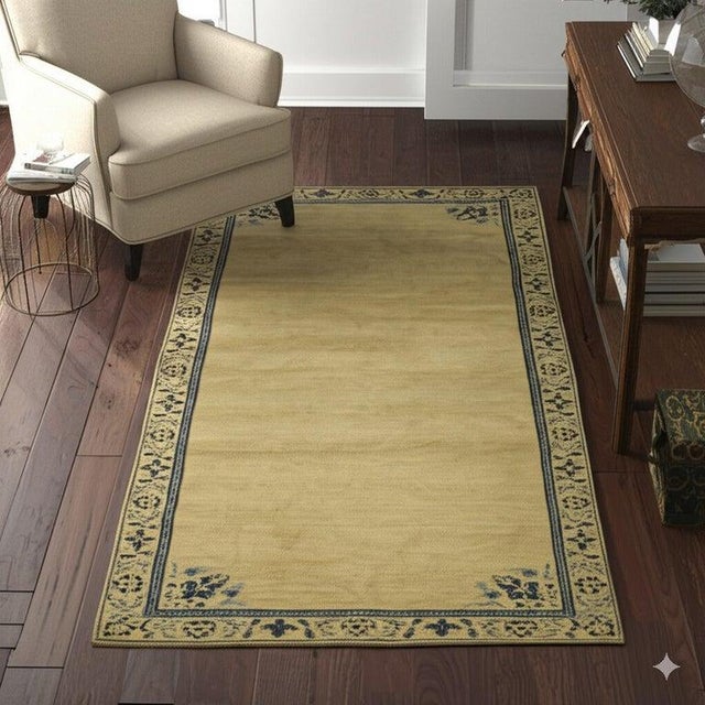 4x9 Ivory Hand-Knotted Wool Floral Bordered Classic Traditional Carpet Rug For Sale In New York - Image 6 of 7