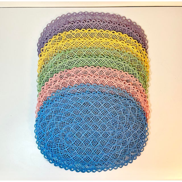 Boho Chic Mid-Century Boho Chic Costal Arts & Crafts Straw Placemats - Set of 10 For Sale - Image 3 of 12