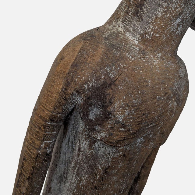 2000 - 2009 Monumental Hand-Carved African Style Wood Figure Sculpture on Metal Base For Sale - Image 5 of 8