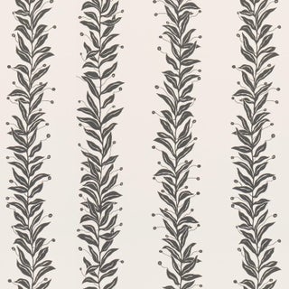 Schumacher x Marian Mcevoy Tendril Stripe Wallpaper In Black & Cream For Sale