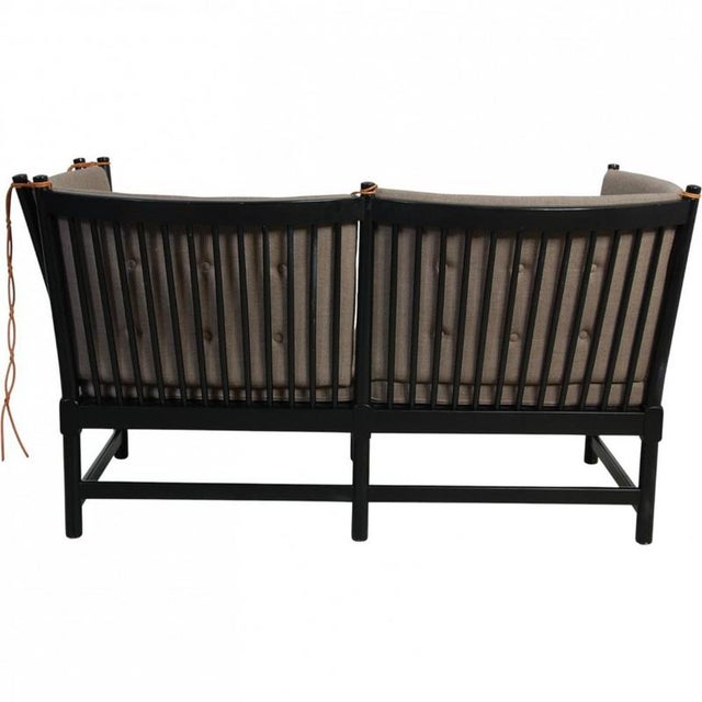 Black Spoke-Back Sofa in Grey Fabric by Børge Mogensen, 2000s For Sale - Image 18 of 18