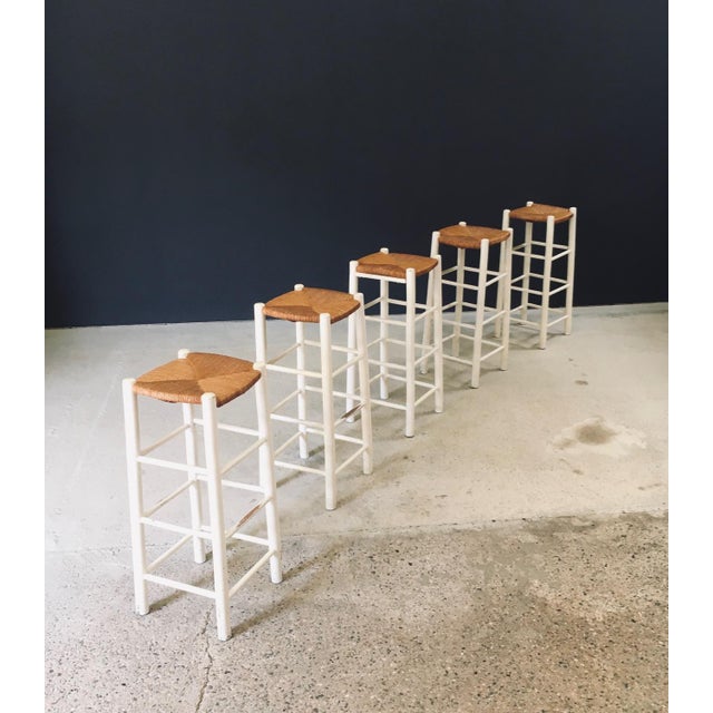 Rustic Handcrafted High Stools, France, 1940s, Set of 5 For Sale - Image 13 of 18