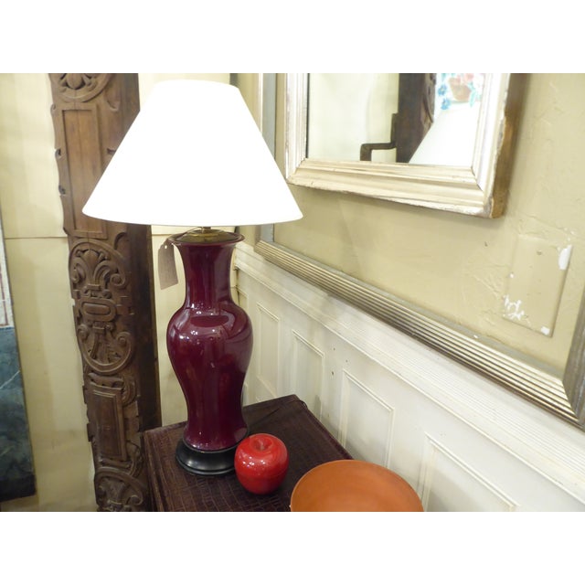 Red Early 20th Century Antique Japanese Oxblood Baluster Form Ceramic Lamp For Sale - Image 8 of 10