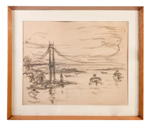 Felice Vellan, New York, 1960, Charcoal on Paper