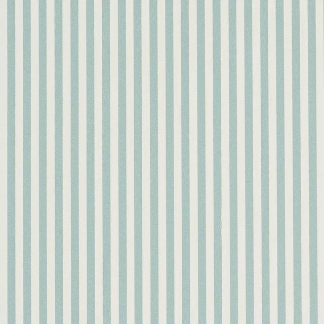 SAMPLE - Schumacher Emma Stripe Narrow Wallpaper In Aqua For Sale