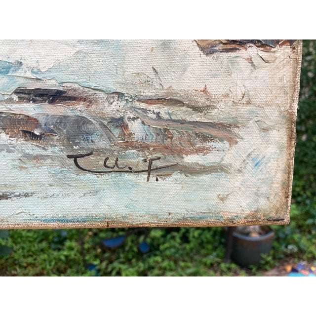 Original Oil Painting on Canvas 'Lapin Agile in Snow', Montmartre Paris Cabaret, Early-Mid 20th Century, Signed For Sale - Image 12 of 13