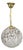 Brass and Marble Glass Globe Pendant Light, Czechoslovakia, 1970s For Sale