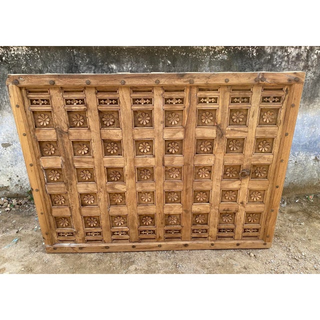 Tan Mid 20th Century Carved Flower Ceiling Panel / Headboard For Sale - Image 8 of 9
