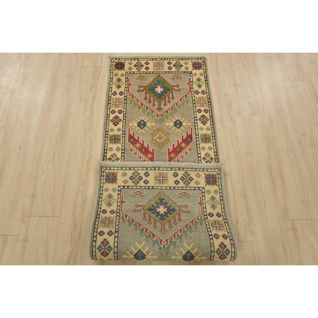 Kazak Runner 2’1” X 5’11” Gray Wool Tribal Hand-Knotted Oriental Rug For Sale - Image 11 of 12