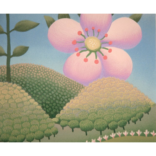 Pink Flowers - Limited Edition Naive Serigraph by Ivan Rabuzin For Sale - Image 9 of 11