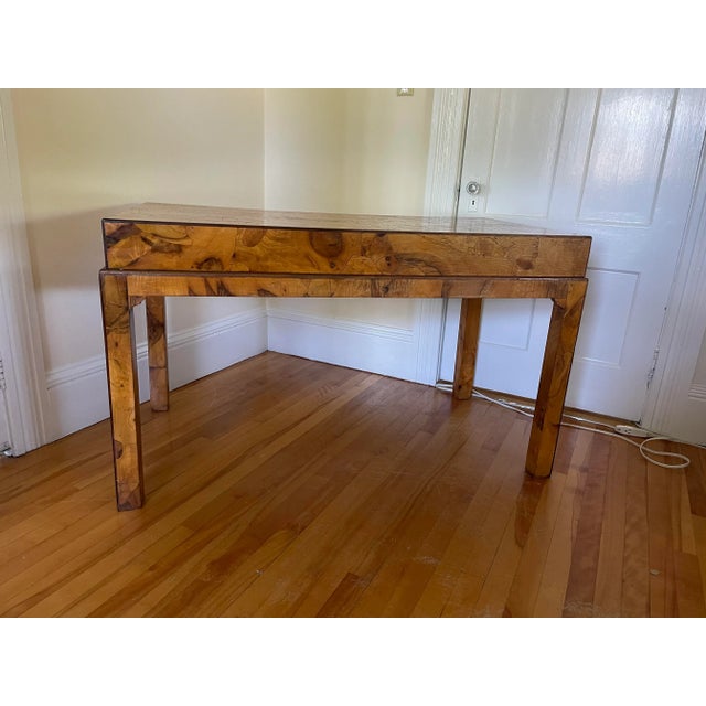 Italian Early 20th Century Vintage Olive Wood Italian Desk For Sale - Image 3 of 12