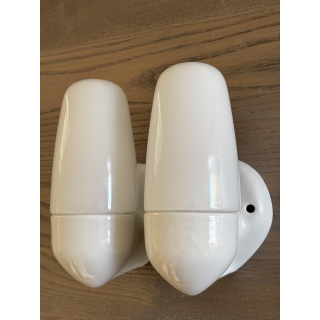 Model 6067 Sconces in Ceramic by Wilhelm Wagenfeld for Lindner, 1958, Set of 2, in Flawless conditions. Designed 1950 to...