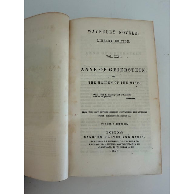 3 Decorative Leatherbound Books With Marbleized Cover Dated 1855 For Sale - Image 4 of 11